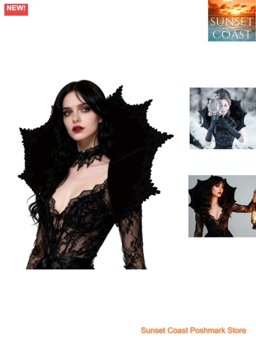 Velvet Stand Up Vampire Collar Gothic Cape Boned Victorian